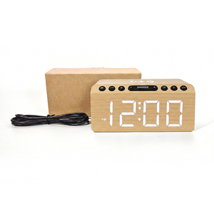 <span class=keywords><strong>Radio</strong></span> FM numérique EMAF pour hôtel, haut-parleur Bluetooth, chargeur sans fil pour téléphone, horloge d'alarme LED en bois, pour table de chevet ou bureau - Product Image 6