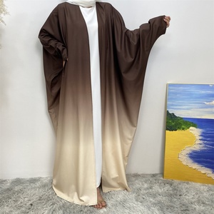 6750# Latest Chic Polyester Abaya Batwing Sleeves Pretty Gradient Color Women Cardigan Classy Eid Open Abaya - Product Image 2