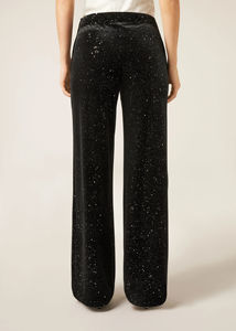 Women's <strong>trousers</strong> Loose Fit <strong>Black</strong> Glitter Straight Pants for Women <strong>Sparkly</strong> Polyester Blend Party <strong>Trousers</strong> with Glossy Finish - Product Image 2