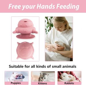 เครื่องป้อนนมลูกสุนัขสำหรับลูกสุนัขหลายตัว จุกนม 4 จุก ซิลิโคน สถานีให้นม ชามป้อนอาหารสัตว์เลี้ยงขนาดเล็ก - Product Image 4
