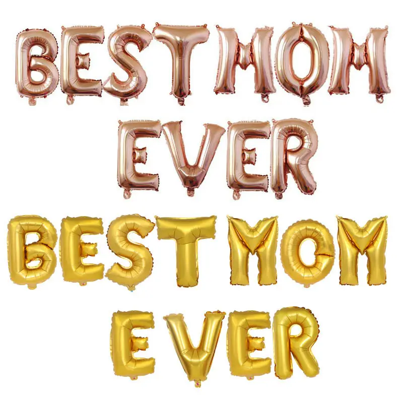 Venta al por mayor 16 pulgadas Best Mom Ever Letter Balloon Happy Mothers Day Balloons para la decoración de la fiesta de cumpleaños de la madre