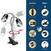 Lampe chauffante double tête pour tortues, lézards et autres reptiles avec LED UVA/UVB à minuterie automatique et supplément de calcium
