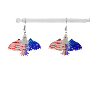 Boucles d'oreilles pendantes en acrylique pour la fête de l'Indépendance, motif drapeau américain, aigle et étoile, bijoux de mode pour soirée - Product Image 5