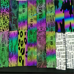 1.4m Largeur Salut Vis Lumière Réfléchissant <span class=keywords><strong>100</strong></span>% Polyester Holographique Irisé Arc-En-Ciel <span class=keywords><strong>Mots</strong></span> Tissu pour Réfléchir Mode Veste Vêtements - Product Image 2