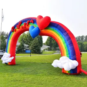 Outdoor Custom ized Rainbow Aufblasbarer Eingangs bogen Aufblasbarer Wettbewerb Start-und Endlinien bogen