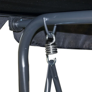 Heavy Duty Garden 3 Seater Outdoor <b>Swing</b> Chairs Black with Cushion - Product Image 4