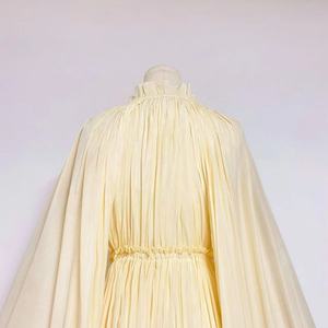 Elegantes Vestidos de Verano con Cuello en V y Volantes Irregulares para Mujer, Mangas Largas, Cintura Alta, con Cordones, Pliegues Sueltos, Vestido Largo - Product Image 3