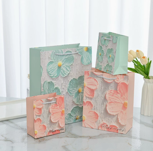 Bolsa de regalo personalizada con diseño floral en relieve al óleo de Monet, bolsa de papel artística, accesorio decorativo, bolsa de regalo de cumpleaños, set de regalo de recuerdo - Product Image 1