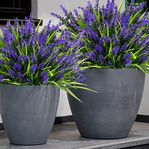 24 ramilletes de lavanda artificial resistente a los rayos UV, plantas florales para exteriores, para decoración de jardín, porche, ventana, maceta colgante - Product Image 2