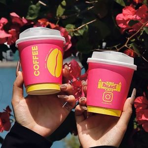 Wholesale Custom Logo 8/10/12/14/16/24oz <b>Disposable</b> Single Double Wall Paper Coffee Milk Tea Boba Tea <b>Cups</b> With Lid - Product Image 4