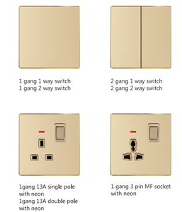 Luxury Gold <strong>13A</strong> UK USB Wall Power <strong>Socket</strong> Universal 10-hole Plug <strong>Socket</strong> Outlet <strong>Switch</strong> Electrical Wall Outlet With Usb Charger - Product Image 3