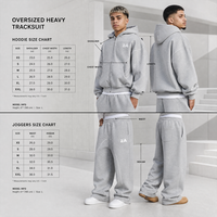 Ensemble de survêtement épais 500 g/m² coupe oversize avec logo personnalisé, sweat à capuche zippé coupe carrée en molleton et pantalon de jogging ample, style streetwear, fabricant