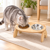Support de bassin durable en acier inoxydable et bois Zheng Xin, double gamelle anti-renversement pour chats, chatons et petits chiens