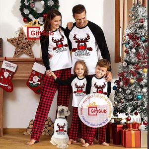 2022 <strong>Christmas</strong> <strong>Family</strong> Matching Outfits Sublimation Blanks Red Buffalo Plaid Xmas Pajamas Raglan Long Sleeve <strong>T</strong> <strong>Shirts</strong> - Product Image 2
