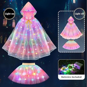 Vestito da Principessa <span class=keywords><strong>Unicorno</strong></span> Luminoso per Bambine, Costume LED con Corona e Mantello da Fata, Abbigliamento per Spettacoli, Regalo <span class=keywords><strong>di</strong></span> Halloween e Compleanno - Product Image 4