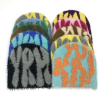 Hoge Kwaliteit Acryl Gebreide Premium Jacquard Mohair Muts All-Over Y 2K Logo Print Aanpasbaar Logo Strand-Passend Geboeid
