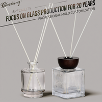 Bouteilles diffuseurs en verre côtelé carré sans plomb personnalisées en usine, de 50 ml à 300 ml, conteneurs d'aromathérapie, logo et couleur personnalisables disponibles