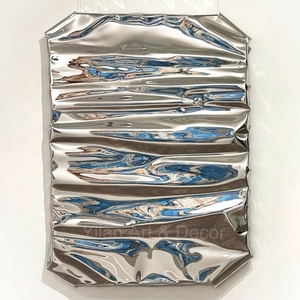 Moderne Lichte Luxe Stijlvolle Huisdecoratie Handgemaakte Metalen Wandkunst Sculptuur Chroom Goud 3d Muur Hangende Kunst Hotel Lobby - Product Image 6
