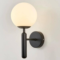Lampu Dinding Globe Mid Century dengan Alas Logam, Lampu Dinding Sederhana untuk Kamar Tidur, Samping Tempat Tidur, Kamar Mandi, Dekorasi Latar Belakang