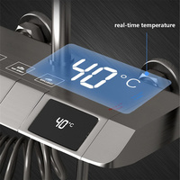 Ensemble de robinet de douche Piano Key Gun Gris Système de douche à affichage numérique Robinet de baignoire en laiton 3 modes Douche à main et pulvérisateur de bidet
