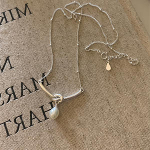 Collier en argent massif S925 torsadé avec perle naturelle en forme de goutte d'eau de 7-8 mm, collier de perles pour femmes - Product Image 4