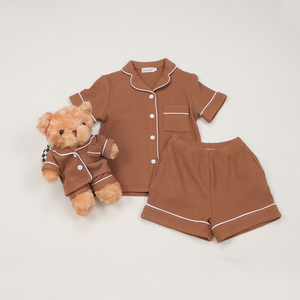 Nhà Sản Xuất 0em Odm Biểu Tượng Tùy Chỉnh Dễ Thương Gấu Bông Quần Áo Trẻ Em Mềm Cotton Polyester Waffle Đan Bé Pajama - Product Image 2