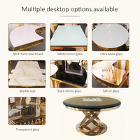 Table de mariage moderne en acier inoxydable avec plateau en marbre doré de la marque Martina, mobilier d'hôtel durable, salle à manger, salon, événement