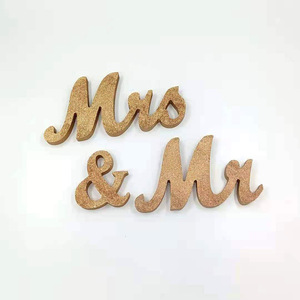 Mr & Mrs Wooden <b>Letter</b> <b>Ornaments</b> 30x15cm Gold Elegant Wedding Decorations for Valentine's Day Engagement Photos - Product Image 2