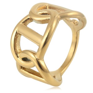 Anillo geométrico de acero chapado en oro yunique para el dedo índice, regalo de joyería de moda unisex - Product Image 1