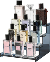 Présentoir à 4 niveaux en acrylique noir transparent moderne, détachable, avec étagère pour maquillage et artisanat