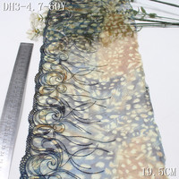 Dentelle brodée en tulle imprimé multicolore de luxe de 19 cm avec motif géométrique pailleté, garniture en dentelle brodée en maille douce pour vêtements