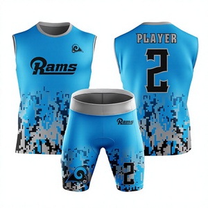 BLUE <b>CAMO</b> CUSTOMIZED PRINTED SUBLIMATION Breathable <b>Short</b> Sleeve Polyester 2025 Wholesale UNIFORMS OEM Anti-UV 7 on 7 - Product Image 1