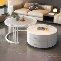 Table basse en marbre, design italien, structure en acier inoxydable doré, ensemble rond, durable et écologique pour la maison, l'hôtel, le salon, l'entrée