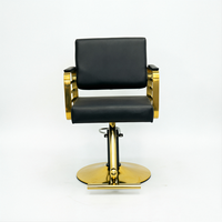 Fauteuil de Barbier en Cuir Noir et Or, Hydraulique, Inclinable, Pivotant à 360 Degrés, pour Salon de Coiffure, OEM ODM Personnalisé