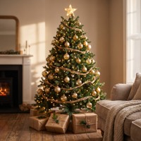 Sapin de Noël Artificiel 180 cm (6 pieds) en PE, Aiguilles de Pin Réalistes, 660 Pointes Vertes pour Décoration Intérieure de Fêtes, Vente en Gros