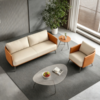 Ensemble de canapés de bureau modulaires en cuir, design moderne et luxueux, pour zone de négociation et d'éveil, usage administratif