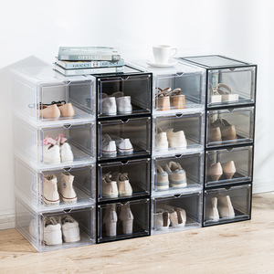 Boîte de rangement pour chaussures magnétique transparente de haute qualité, lot de 6, avec design pliable par injection, matériau écologique PP+ABS pour les amateurs de sneakers - Product Image 4