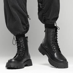 Giày nam kiểu Anh thời thượng, cổ cao, đế dày, tăng chiều cao, <span class=keywords><strong>size</strong></span> lớn, đa năng, khóa kéo, mùa đông, đi làm - Product Image 2