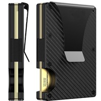 Porte-cartes RFID en aluminium tendance à motif fibre de carbone, anti-skimming, étui métallique pour cartes de crédit, boîte à cartes RFID, clip de protection pour cartes