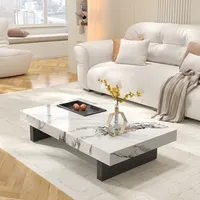 Table basse rectangulaire Normcore de luxe léger italien personnalisé décalcomanie en marbre naturel durable pour maison haut de gamme petit en bois