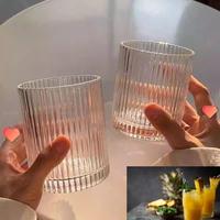 Tasse à boisson en verre rayé vintage tasse à café design classique personnalisée boisson froide tasse à gobelet en verre jus de lait