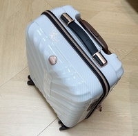 Valise trolley de luxe simple en polyester à coque rigide ultra-légère de 20 pouces, pèse seulement 1,9 kg, roues HINOMOTO