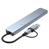 Hub USB-C 7 en 1 con Aleación de Aluminio, Puertos USB 3.0 y 4 USB 2.0, Estación de Acoplamiento Tipo-C 2.0 para Laptops - En Stock