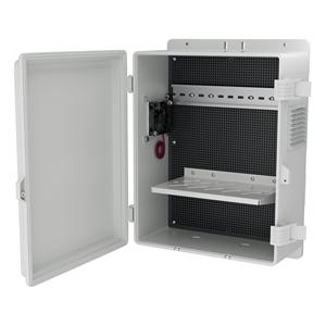 400X280X15mm ماء أبيض بلاستيك ABS خارج المشروع الكهربائي صندوق توزيع واي فاي مع مروحة تنفيس شاشة الغبار - Product Image 1