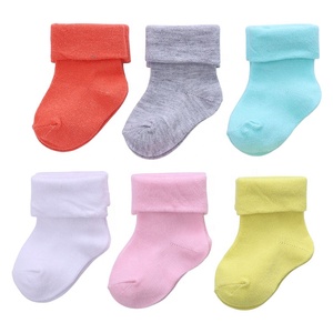Lot de 6 paires de chaussettes pour bébé à revers, couleurs amusantes, 0-12 mois, en coton, confortables, pour garçons et filles, ensemble de chaussettes courtes - Product Image 5