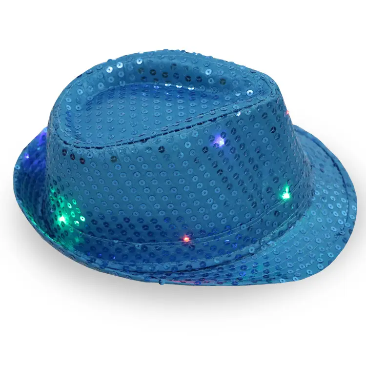 หมวกคาวบอยมีไฟติดกระเป๋าหมวกลายอวกาศระยิบระยับนีออนหมวกดิสโก้สำหรับปาร์ตี้โฮโลแกรมสีเมทัลลิกสนุก