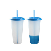 Gobelets en plastique écologiques personnalisables de 24 oz, réutilisables, modernes, pour fêtes, à changement de couleur à l'eau froide, avec couvercle et paille