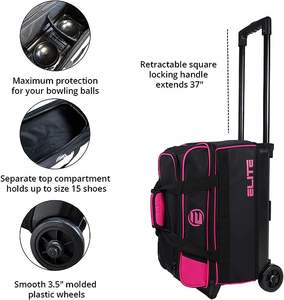 Factory Double Roller 2 Ball Bowling Bag with Separate <b>Shoe</b> Compartment Heavy Duty Bowling Bags Fits Bowling <b>Shoes</b> - Product Image 3