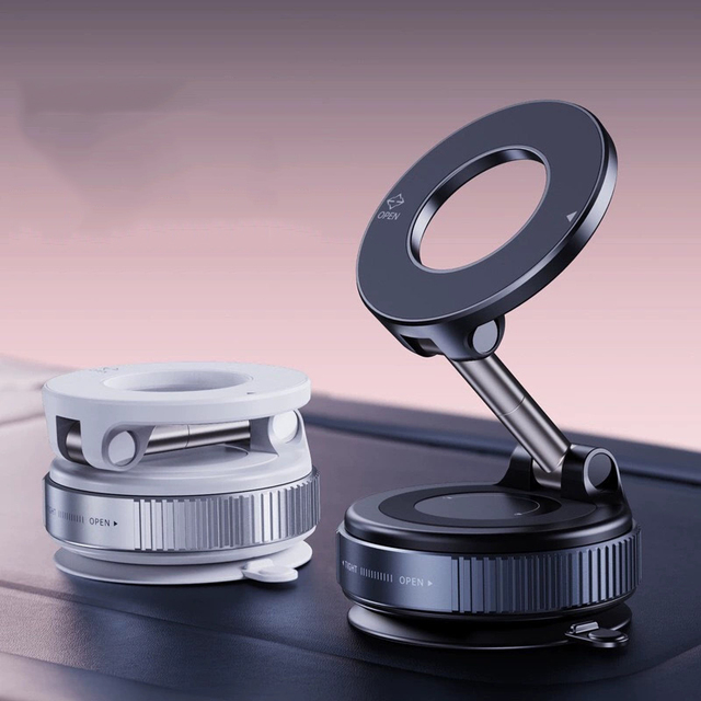 Vacuum Magnetic Suction Phone Holder, Foldable and Adjustable Hands-Free Suction Cup Phone Mount for iPhone 15 16 17