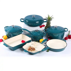 Juego de Ollas y Sartenes de Hierro Fundido Esmaltado Multiusos para Cocina, Juego de Utensilios de Cocina de Hierro Fundido Ecológico de 7 Piezas - Product Image 3